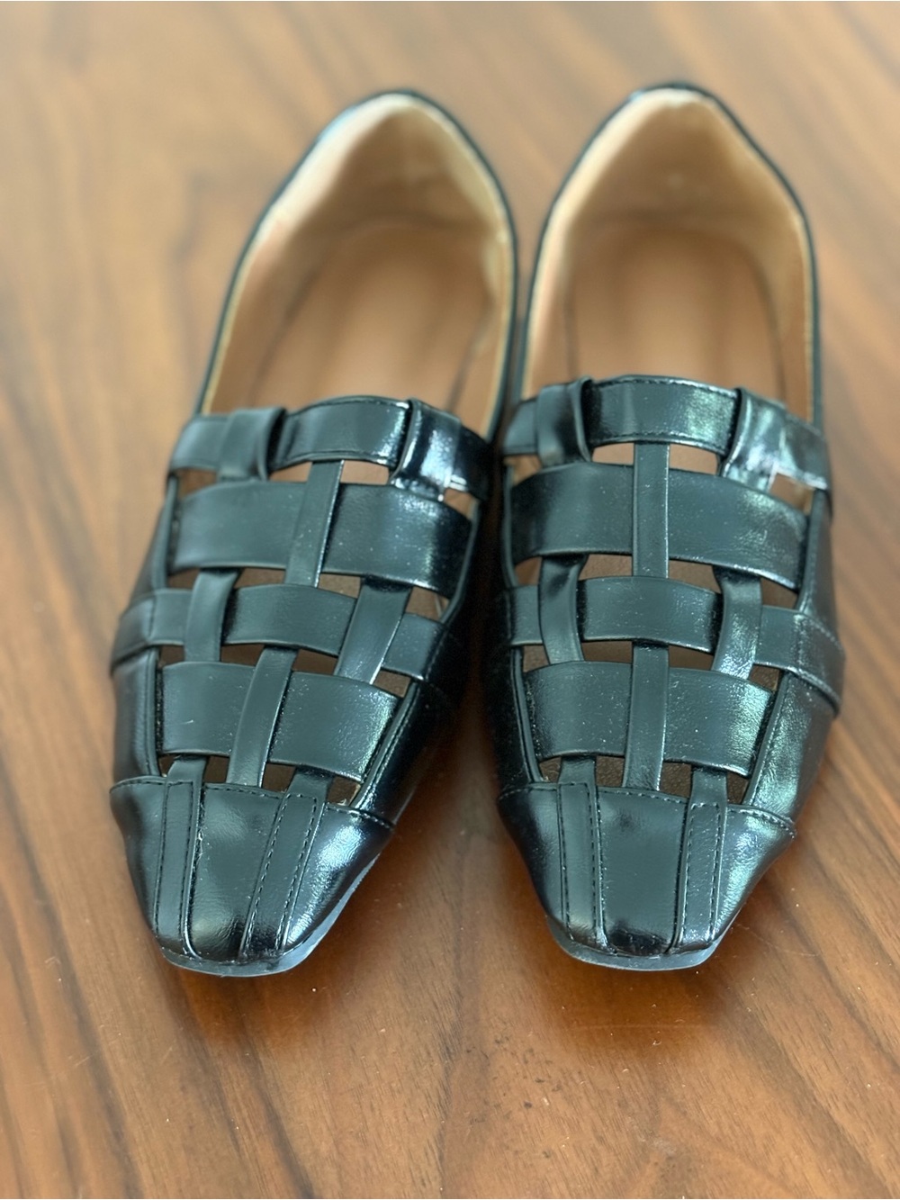 Women’s Black Woven Vegan Leather Flats